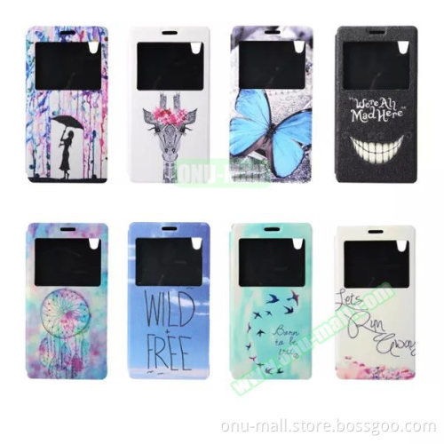 Caller ID Display Window Pattern Wallet Flip Leather Cover Case for Sony Xperia M4 Aqua